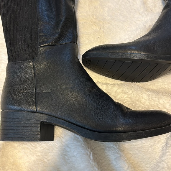 NEW! Kenneth Cole Black Levon Leather & Rib Knit Knee Boot - Size 9 - Picture 12 of 16